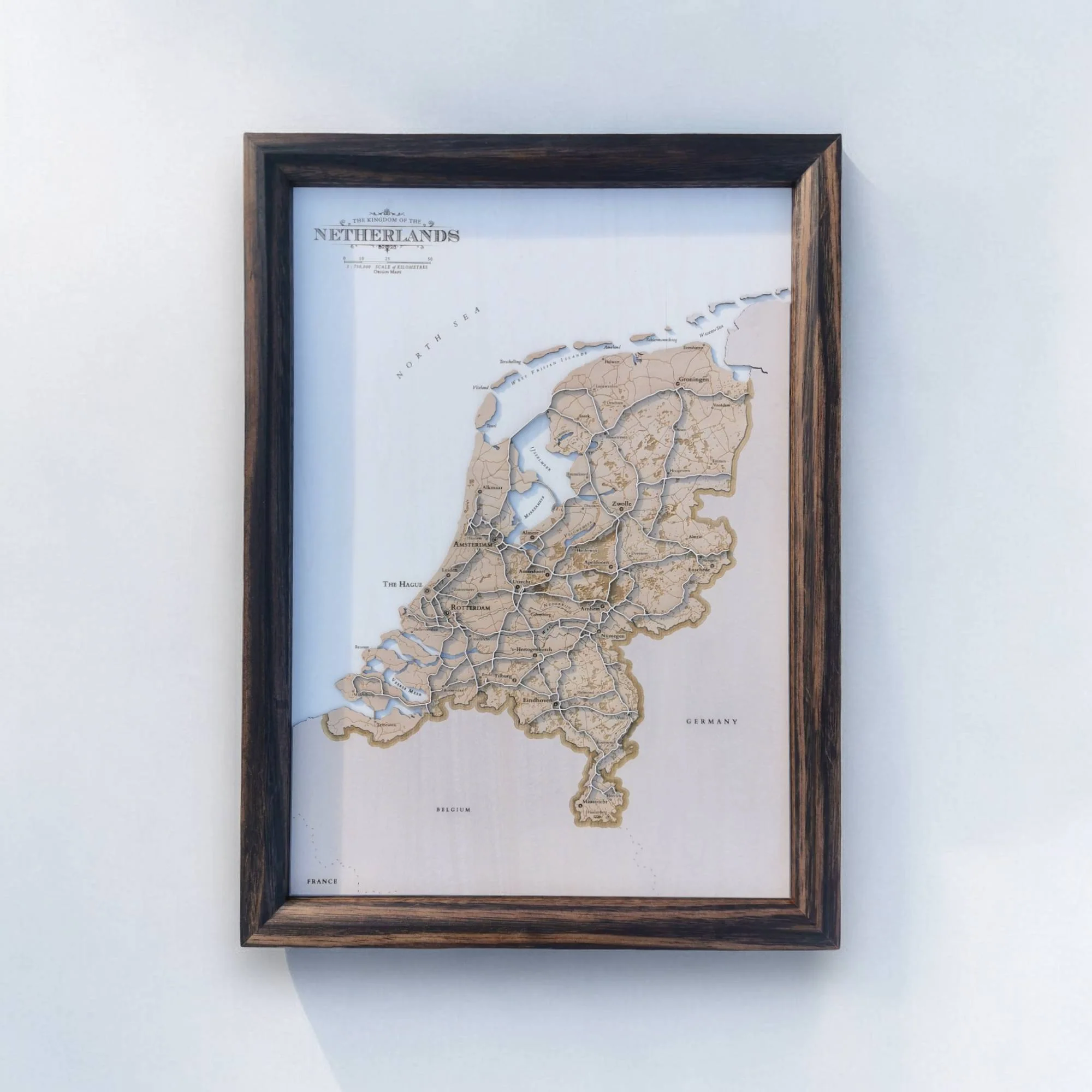 Netherlands Wooden Map Art