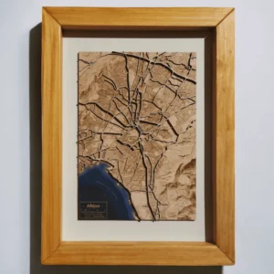 Athens Wooden Map Art