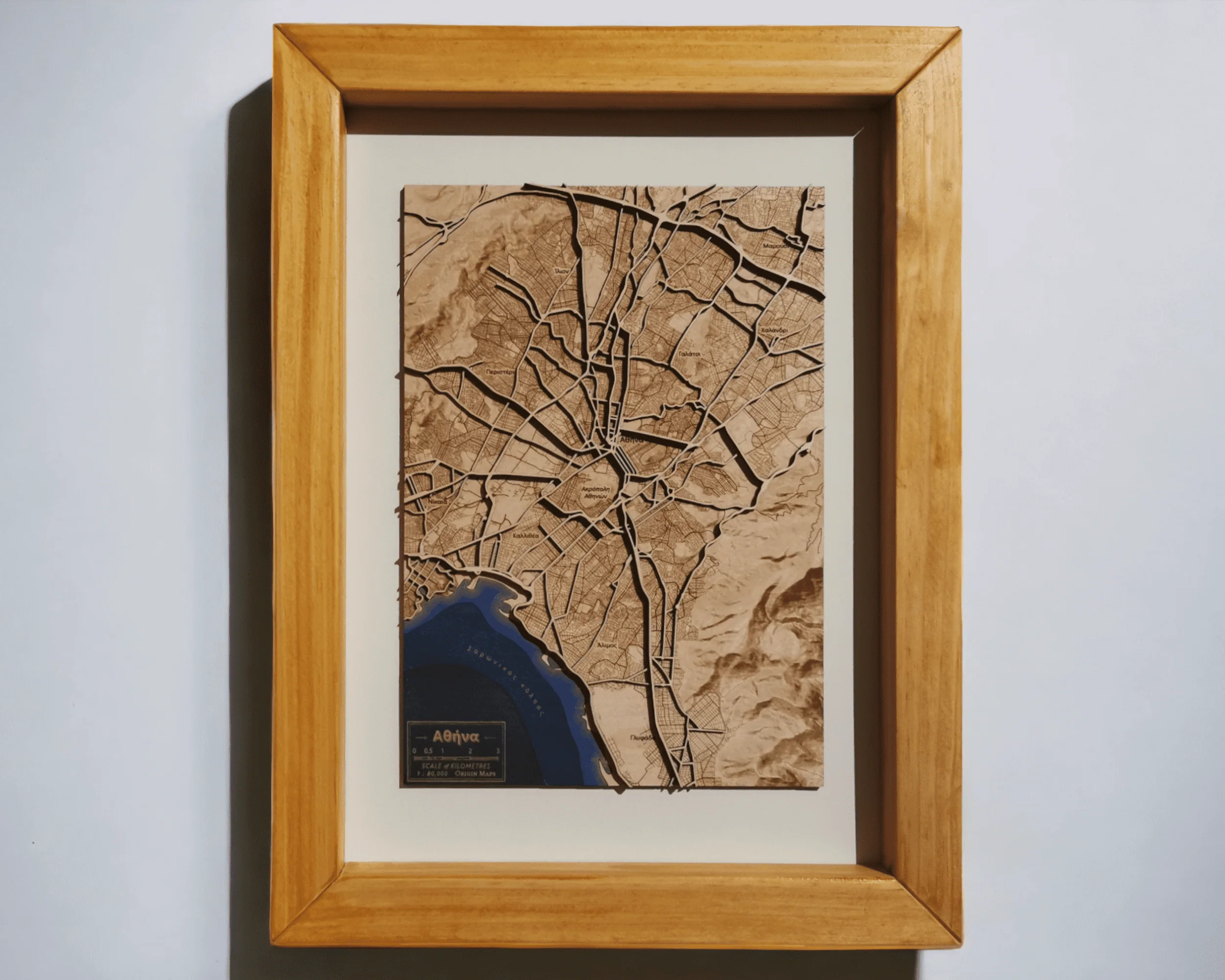 Athens Wooden Map Art