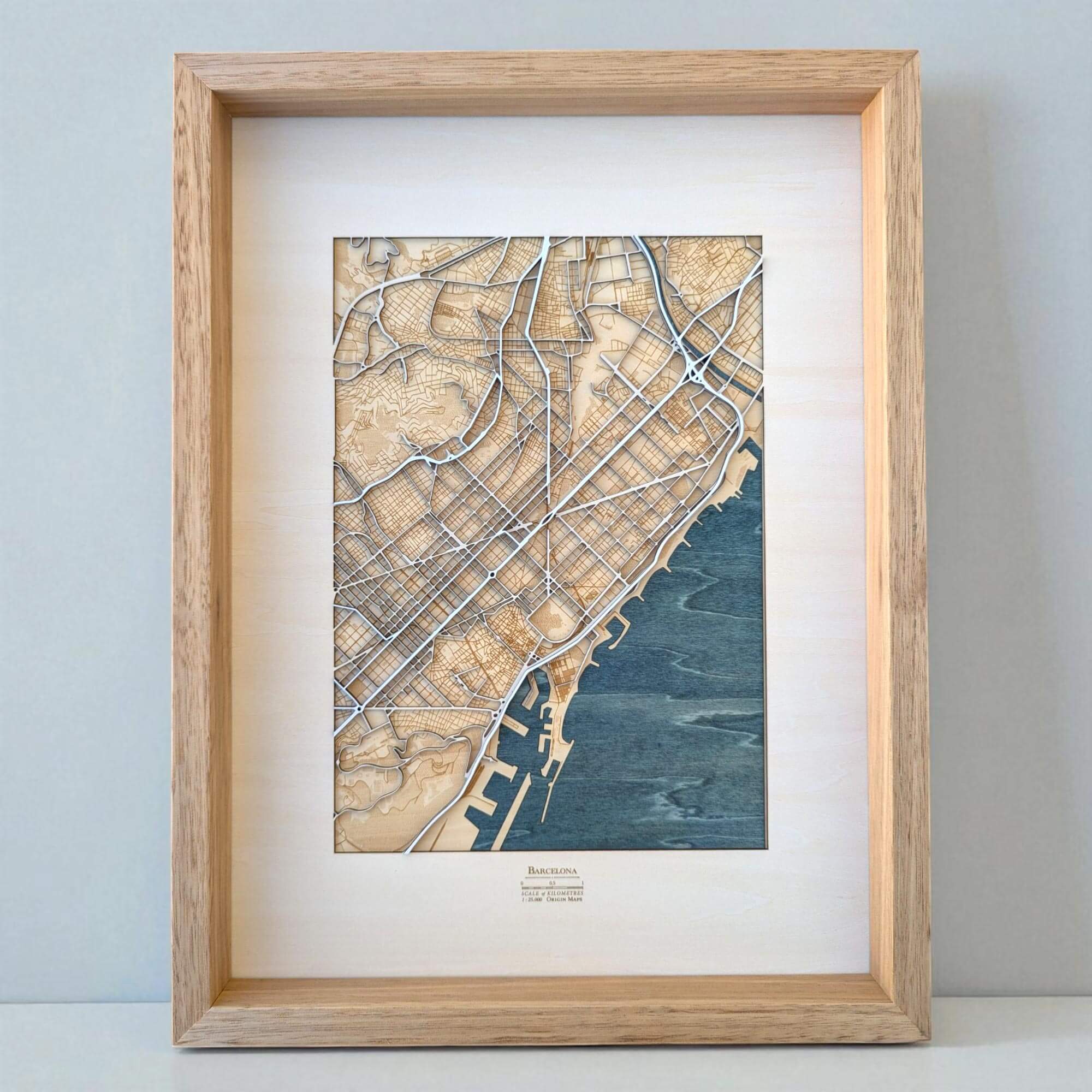 Barcelona Wooden Map Art