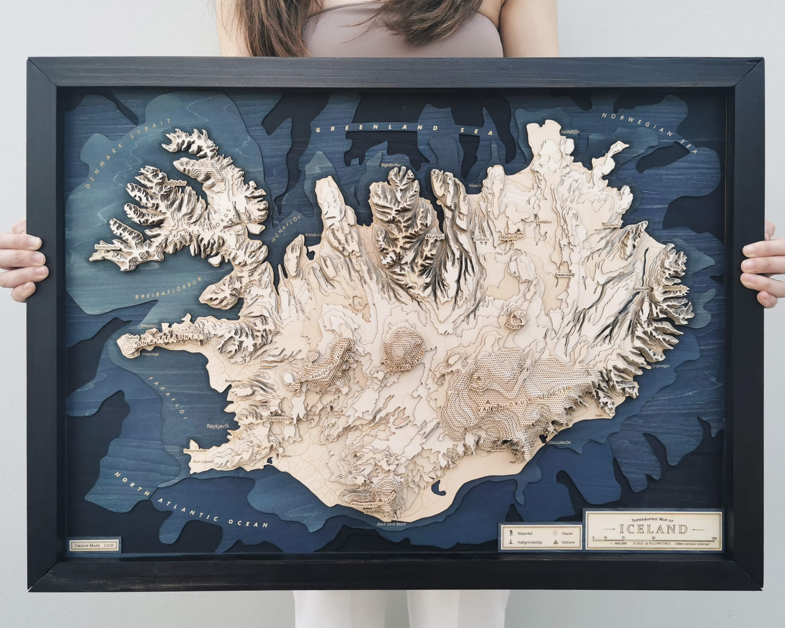 Iceland Wooden Map Art