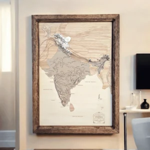 India Wooden Map Art