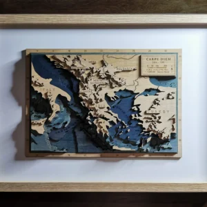 Greece Wooden Map Art
